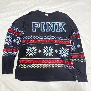 PINK Victoria's Secret Black Crewneck Tee